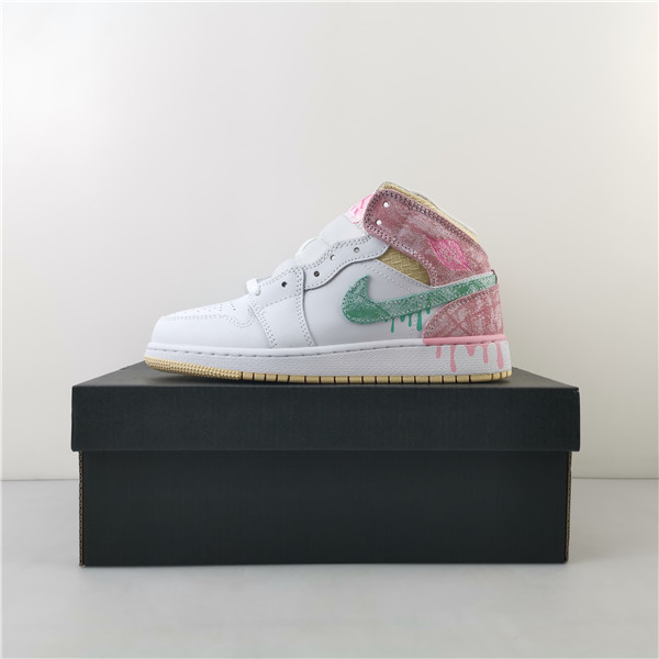AIR JORDAN 1 MID GS PAINT DRIP DD1666-100